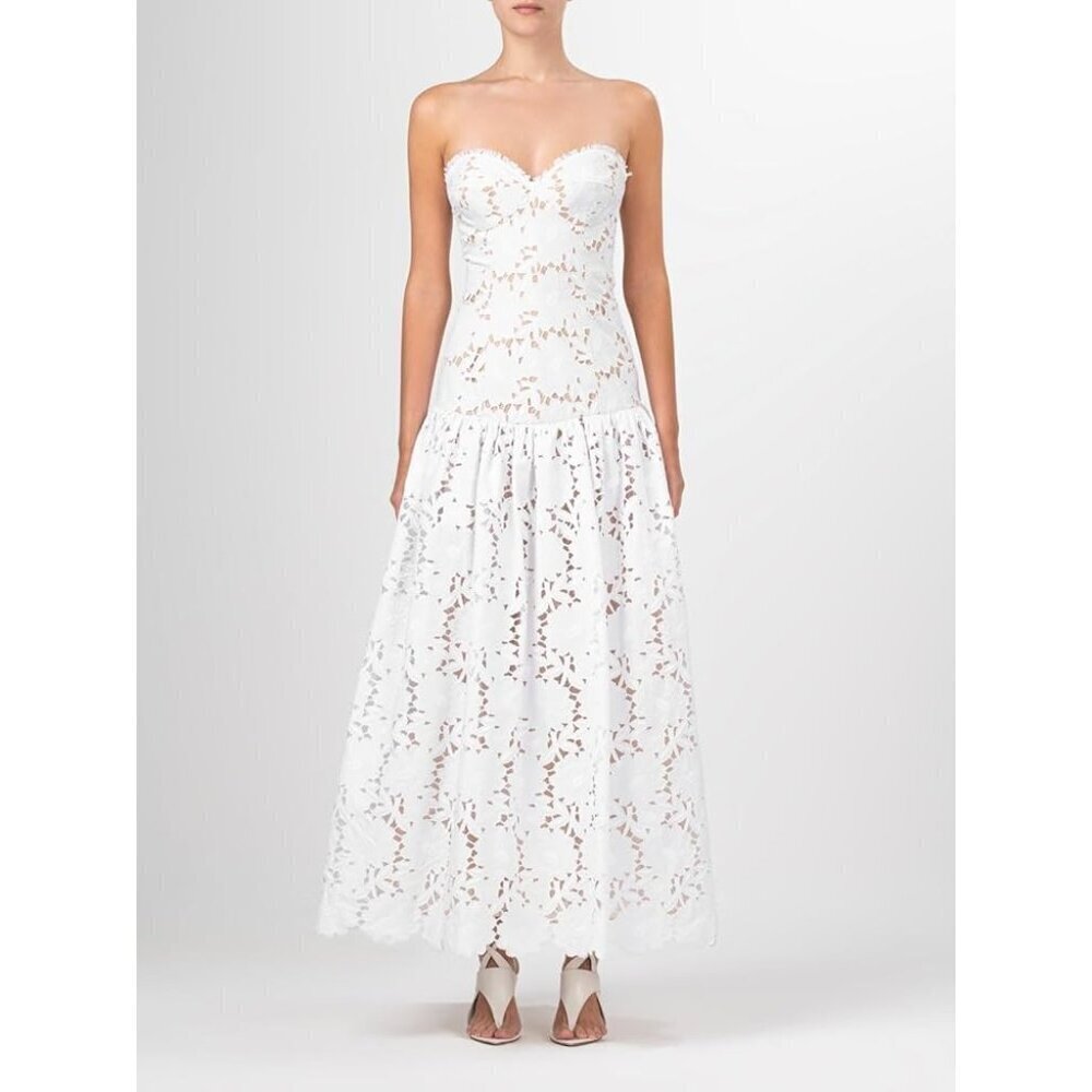 Silvia Tcherassi White Margie Strapless Lace Dress Size XS / Size 2